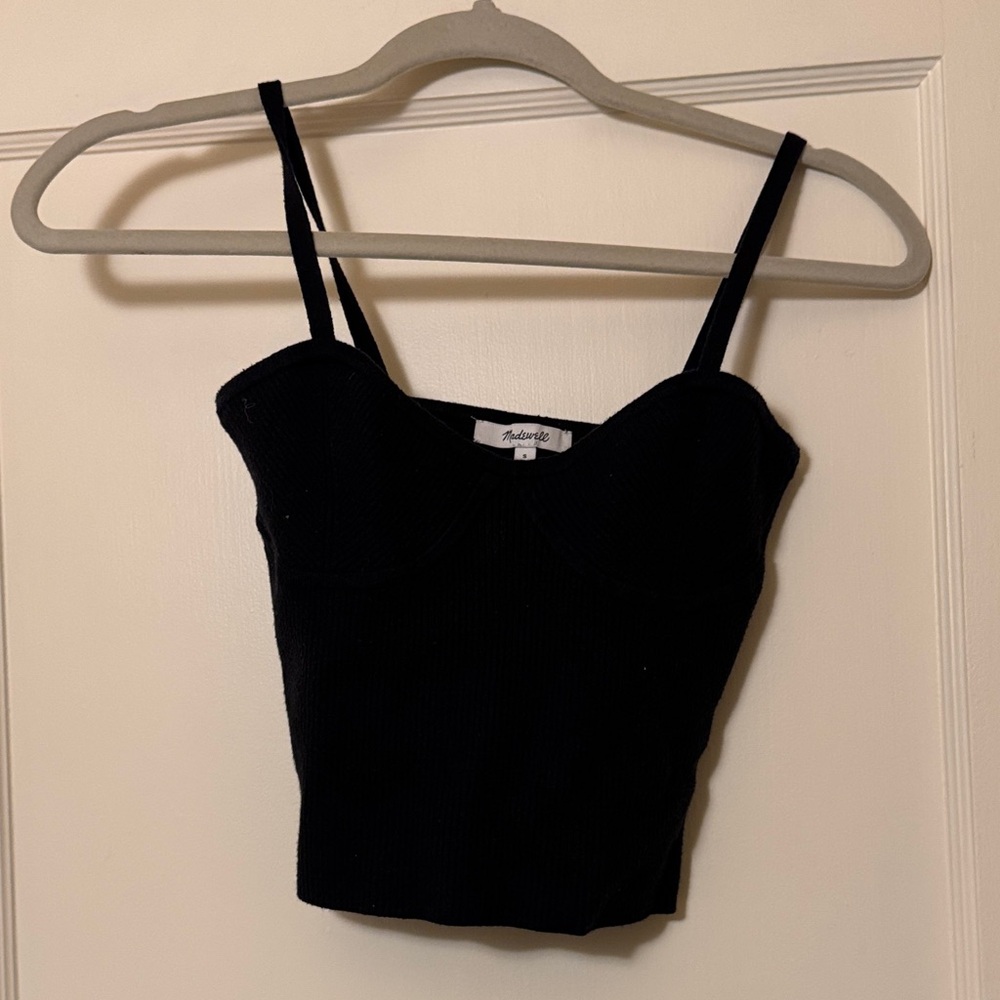 Madewell Black Ribbed Bustier Camisole